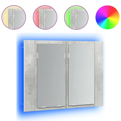 LED-speilskap betonggrå 60x12x45 cm akryl