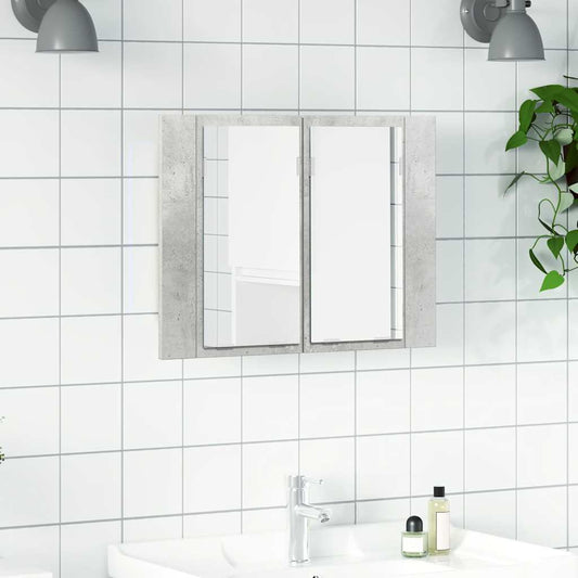 LED-speilskap betonggrå 60x12x45 cm akryl