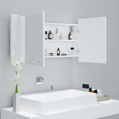 LED-speilskap til baderom hvit 90x12x45 cm akryl