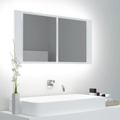 LED-speilskap til baderom hvit 90x12x45 cm akryl