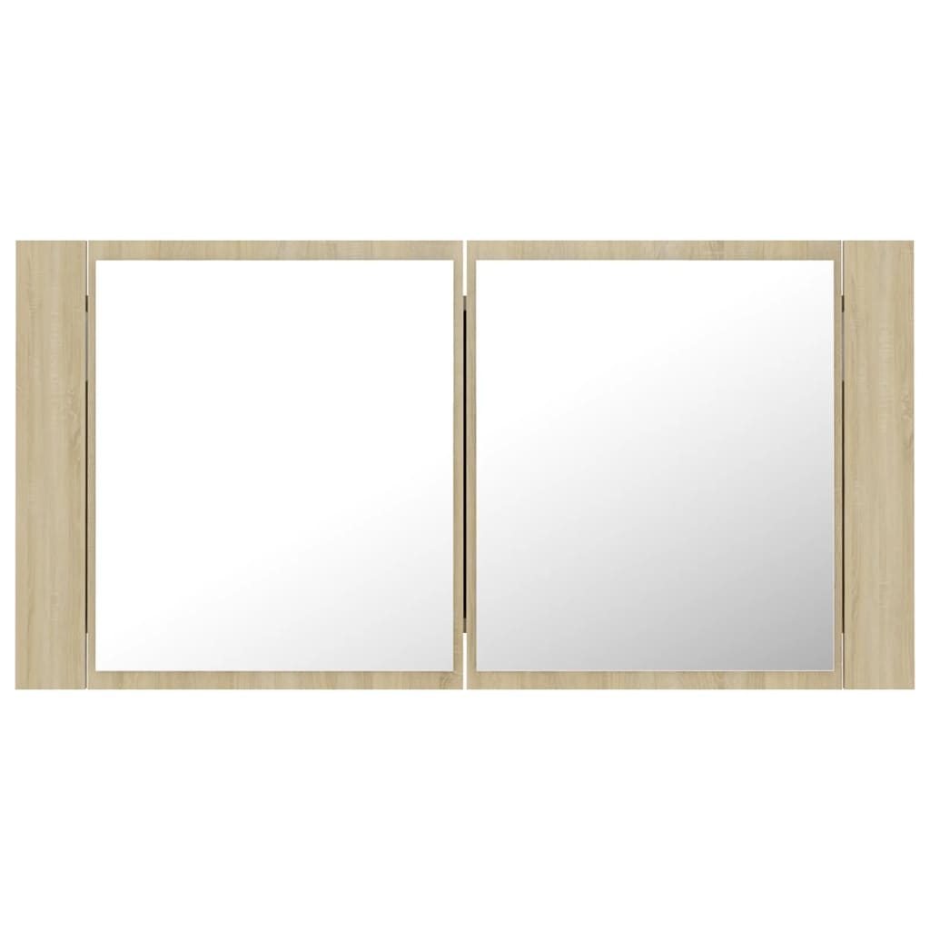 LED-speilskap til baderom sonoma eik 90x12x45 cm akryl