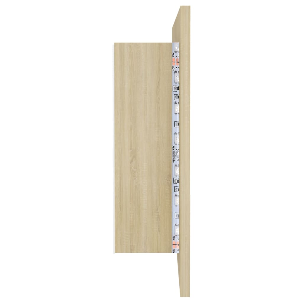 LED-speilskap til baderom sonoma eik 90x12x45 cm akryl