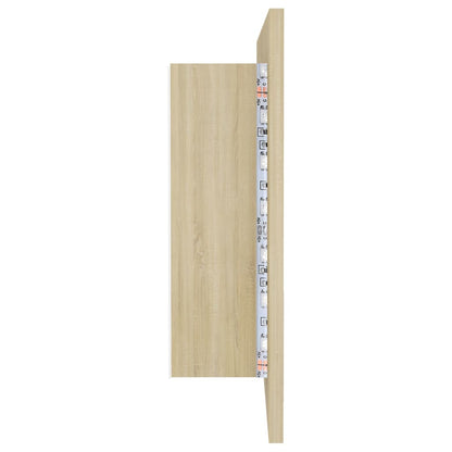 LED-speilskap til baderom sonoma eik 90x12x45 cm akryl