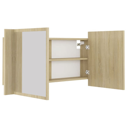 LED-speilskap til baderom sonoma eik 90x12x45 cm akryl