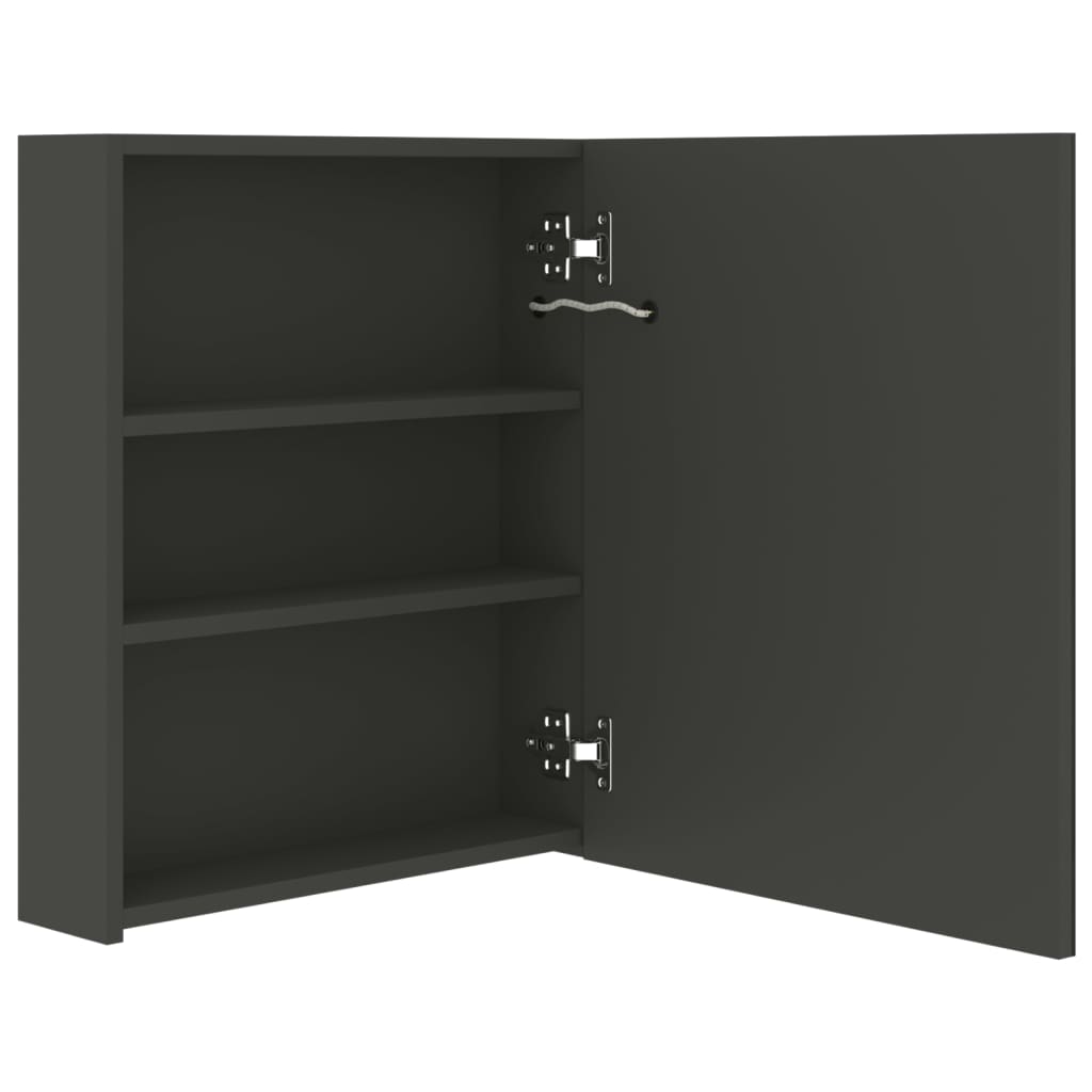 LED-speilskap til bad antrasitt 50x14x60 cm