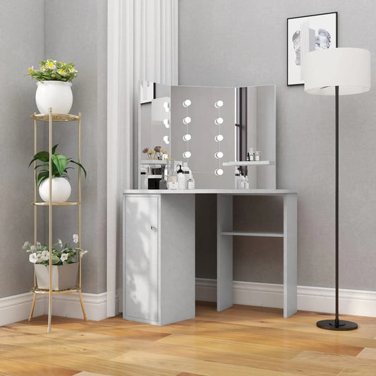 Hjørnemontert sminkebord med LED-lys