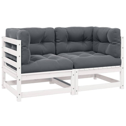 2-seters hagesofa med puter hvit heltre furu