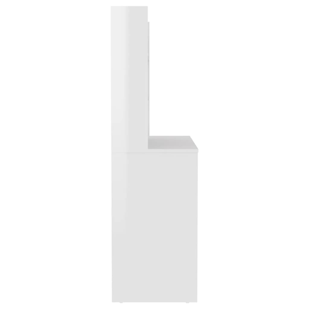 Sminkebord med LED-lys 100x40x135 cm MDF blank hvit
