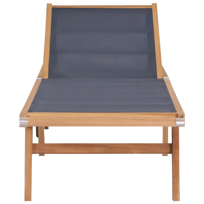 Foldbar solseng med hjul, 2 stk, heltre teak og tekstil