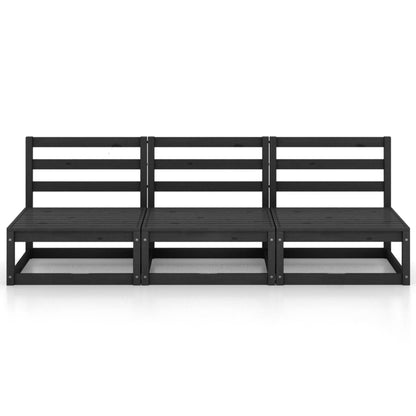 3-seters hagesofa svart heltre furu