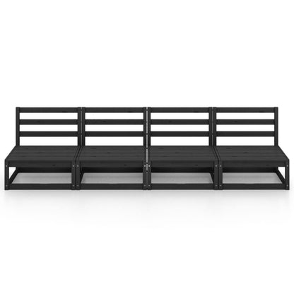 4-seters hagesofa svart heltre furu
