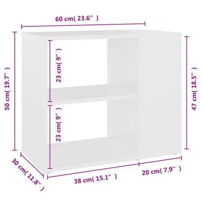 Sideskap hvit 60x30x50 cm konstruert tre