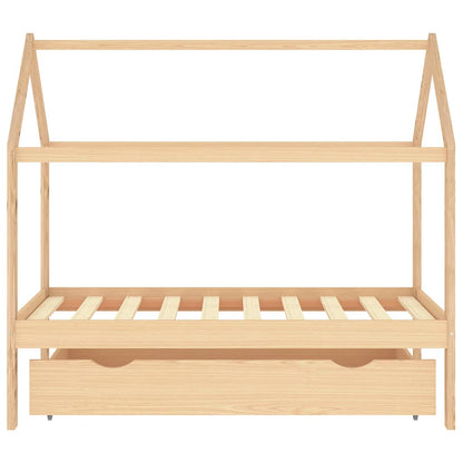 Sengeramme for barn med skuff heltre furu 80x160 cm