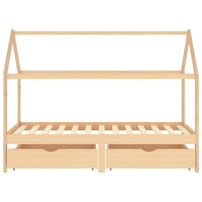 Sengeramme for barn med skuffer heltre furu 90x200 cm