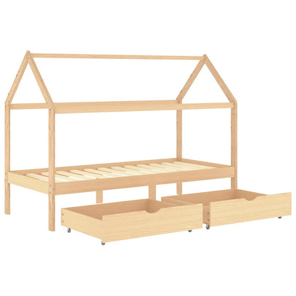 Sengeramme for barn med skuffer heltre furu 90x200 cm