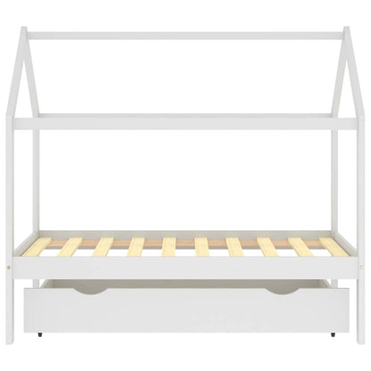 Hvit barneseng med skuff i heltre, 80x160 cm
