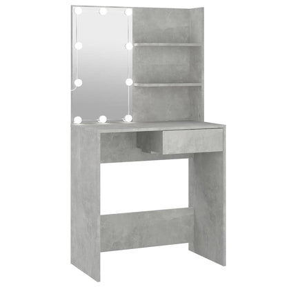 Lekkert sminkebord med LED-lys, 74,5x40x141 cm