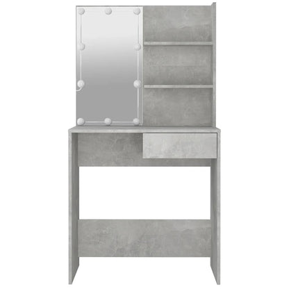 Lekkert sminkebord med LED-lys, 74,5x40x141 cm