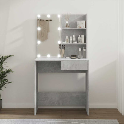 Lekkert sminkebord med LED-lys, 74,5x40x141 cm