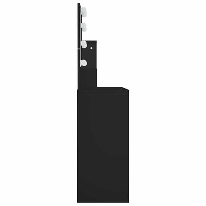 Svart sminkebord med LED-lys, 86,5x35x136 cm
