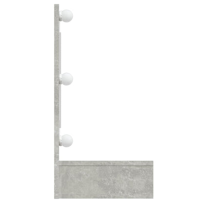 Speilskap med LED-lys, betonggrå, 90x31,5x62 cm