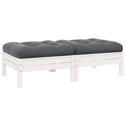Hagesofa 2-seters med puter hvit heltre furu