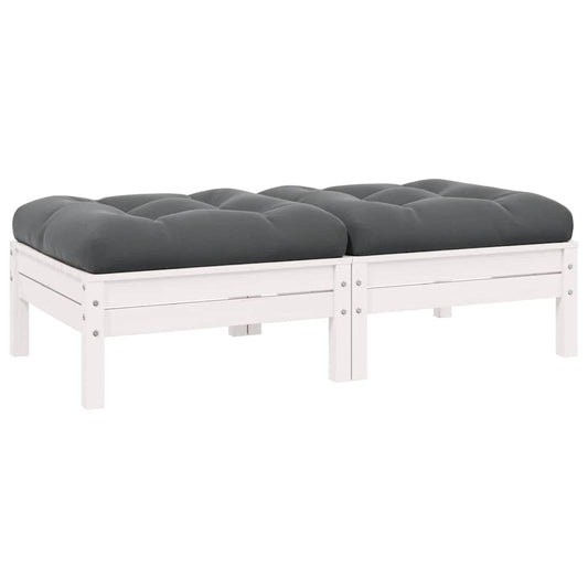 Hagesofa 2-seters med puter hvit heltre furu