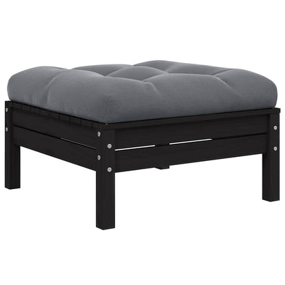 Hagesofa med puter 2-seters svart heltre furu