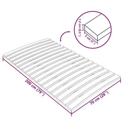 Spilebase med 17 lameller 70x200 cm