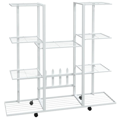 Blomsterstativ med hjul, 94,5x24,5x91,5 cm, hvit jern