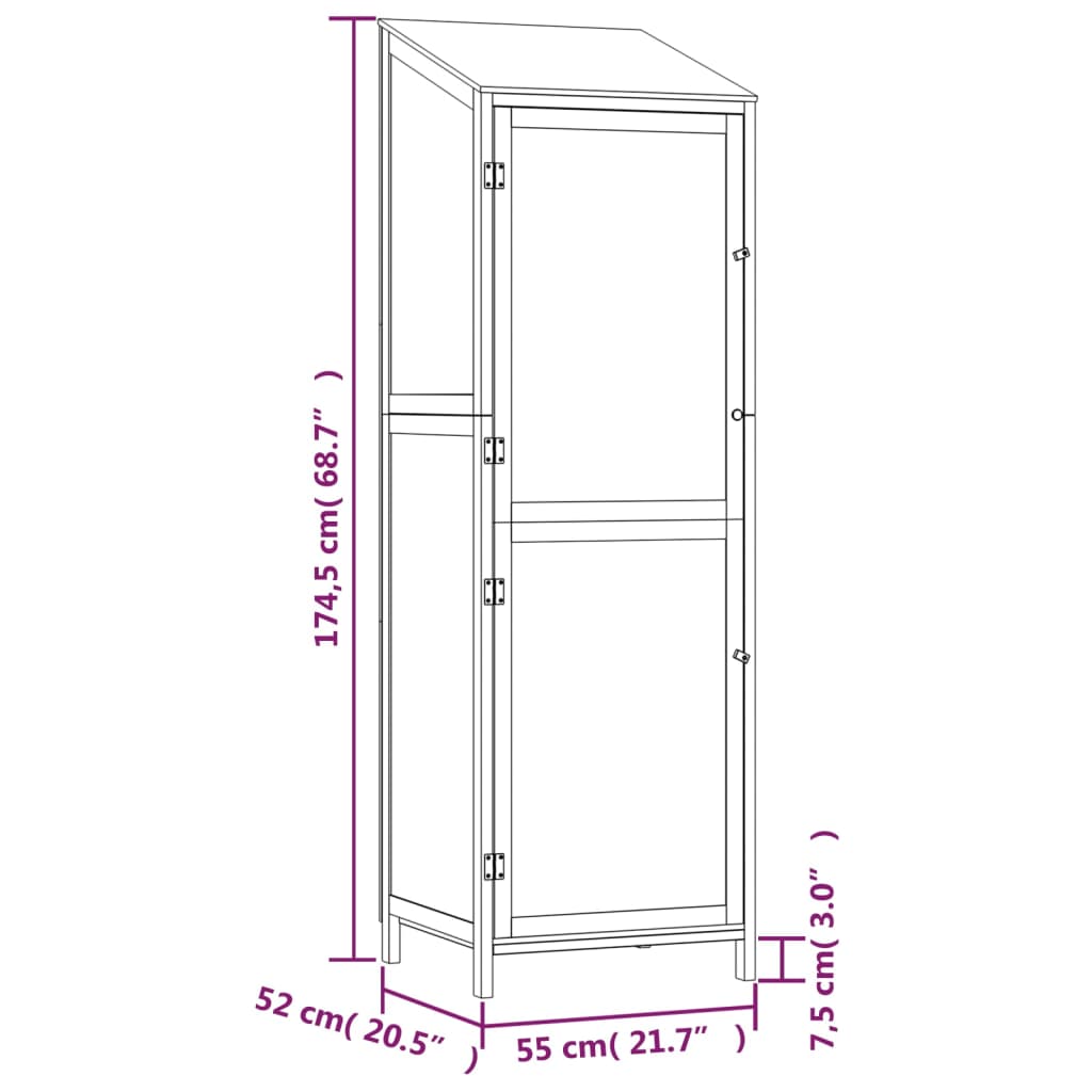 Hageskur hvit 55x52x174,5 cm heltre gran