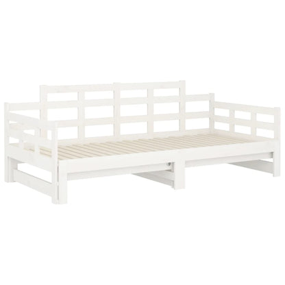 Hvit uttrekkbar dagseng i heltre, 2x(90x190) cm