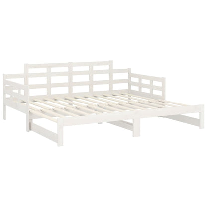 Hvit uttrekkbar dagseng i heltre, 2x(90x190) cm