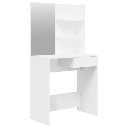 Hvitt sminkebord med speil, 74,5x40x141 cm