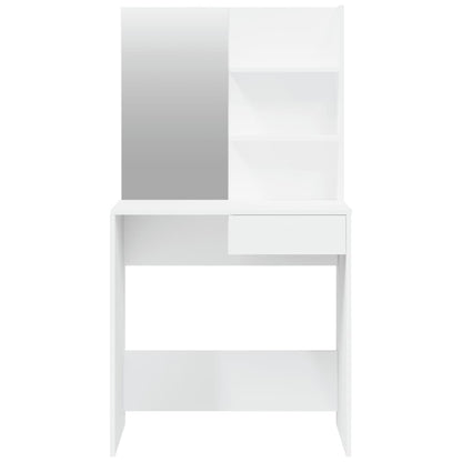 Hvitt sminkebord med speil, 74,5x40x141 cm