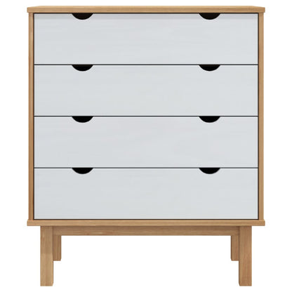 Kommode OTTA brun og hvit 76,5x39,5x90 cm heltre furu