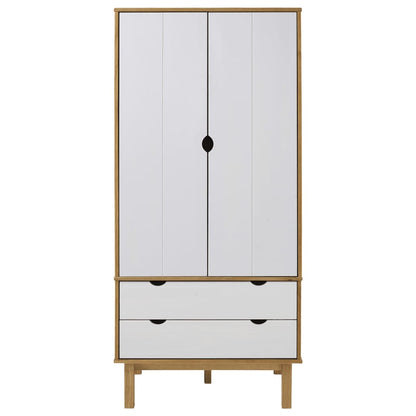 Garderobe OTTA brun og hvit 76,5x53x172 cm heltre furu