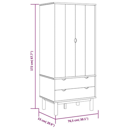 Garderobe OTTA brun og hvit 76,5x53x172 cm heltre furu