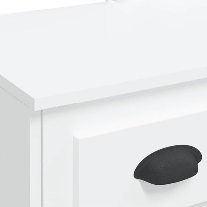 Sminkebord med LED-lys hvit 90x42x132,5 cm