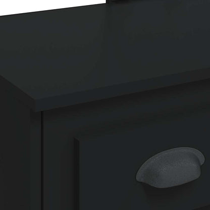 Sminkebord med LED-lys svart 90x42x132,5 cm