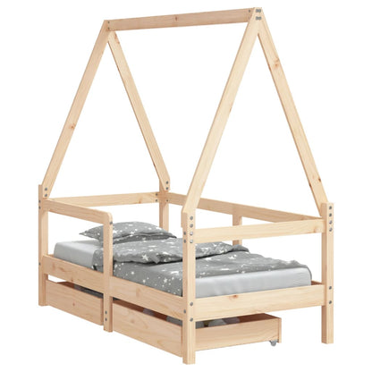 Barnesengeramme med skuffer 70x140 cm heltre furu