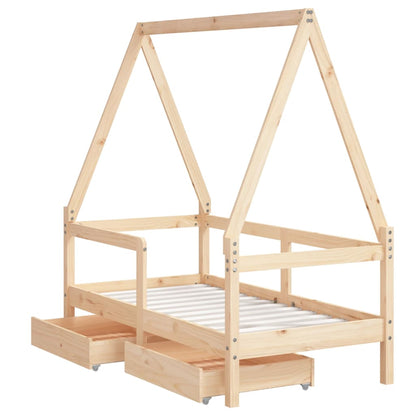 Barnesengeramme med skuffer 70x140 cm heltre furu