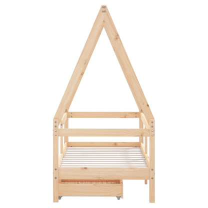 Barnesengeramme med skuffer 70x140 cm heltre furu
