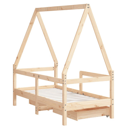 Barnesengeramme med skuffer 70x140 cm heltre furu