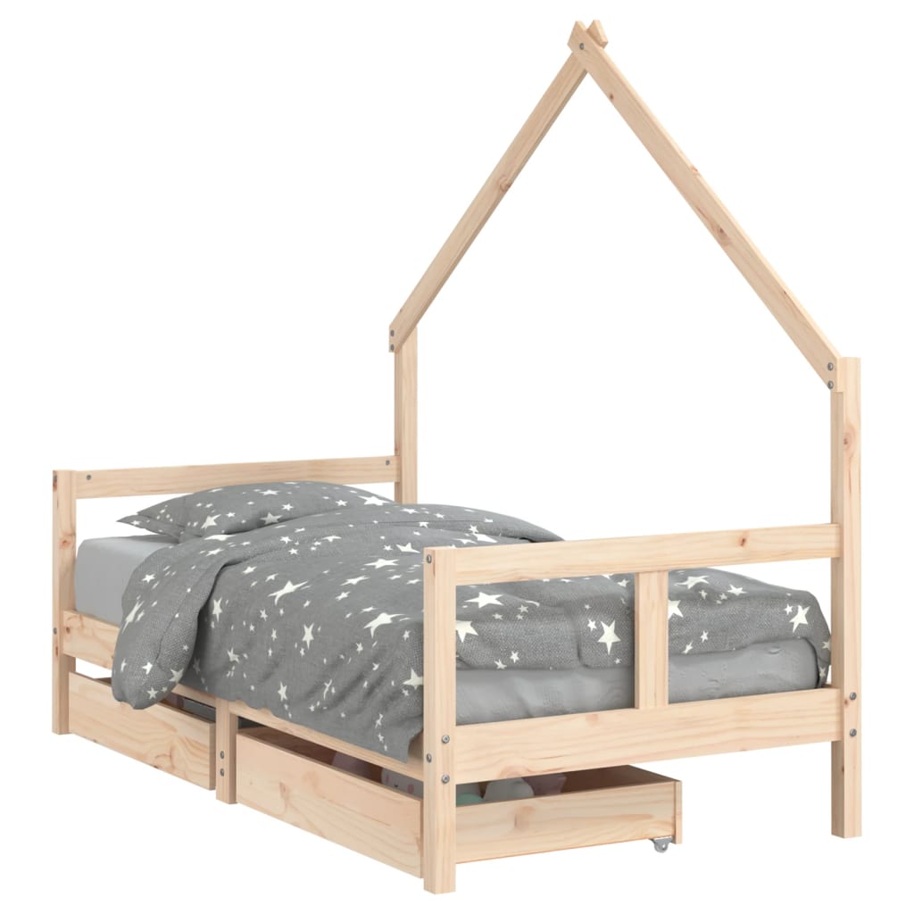 Barnesengeramme med skuffer 80x160 cm heltre furu