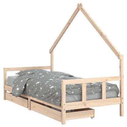 Barnesengeramme med skuffer 90x190 cm heltre furu