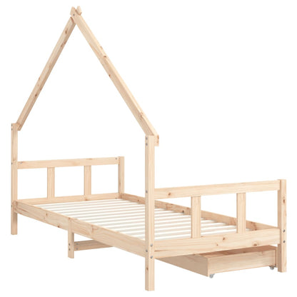 Barnesengeramme med skuffer 90x190 cm heltre furu