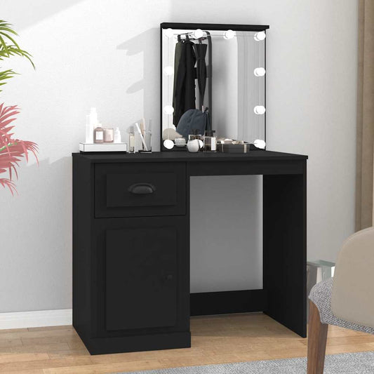 Sminkebord med LED svart 90x50x132,5 cm konstruert tre