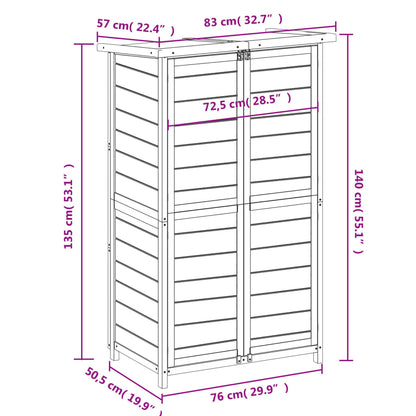 Hageredskapsbod brun 83x57x140 cm heltre furu