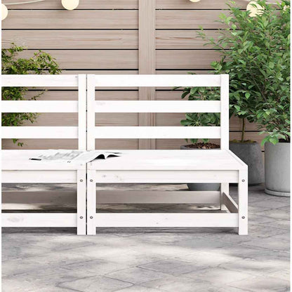 Hagesofa uten armlener hvit 70x70x67 cm heltre furu
